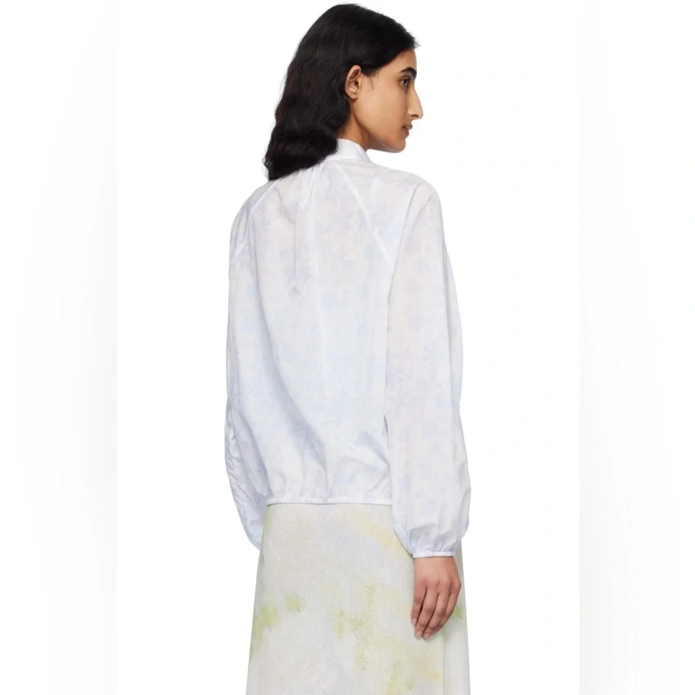 KIJUN
White & Blue Flower Sheer Windbreaker Jacket - Picture 3 of 9